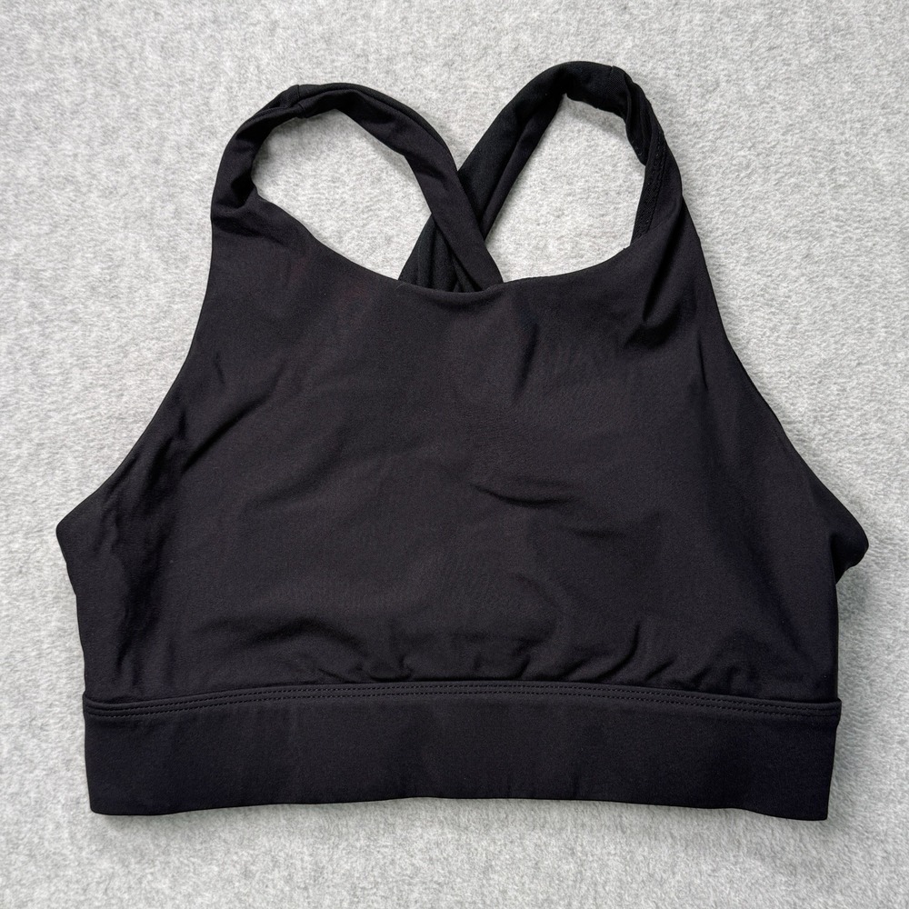 Fabletics Women's Black‎ High Neck Crossback Sports Bra Size S Nylon Blend
